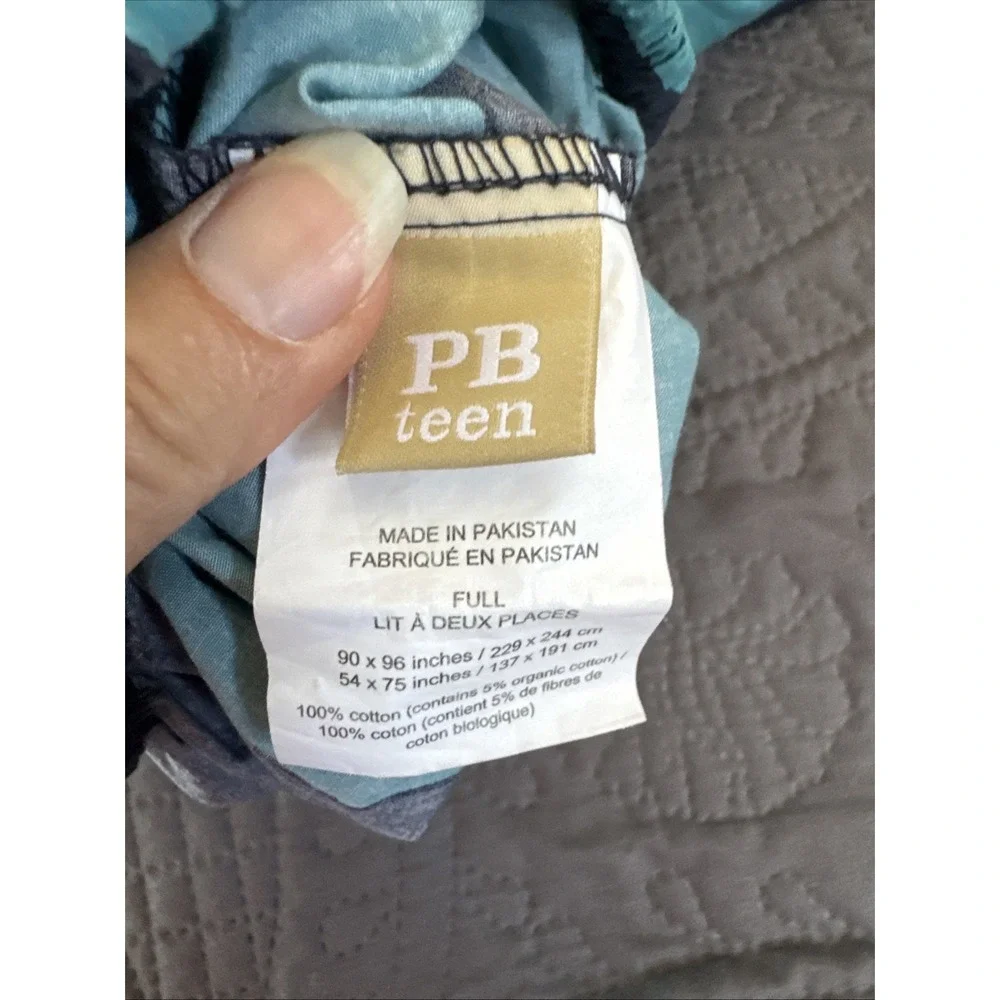 Pottery Barn Teen Wide Stripe Fitted Sheet Full/Double Navy Blue Cotton Bedding